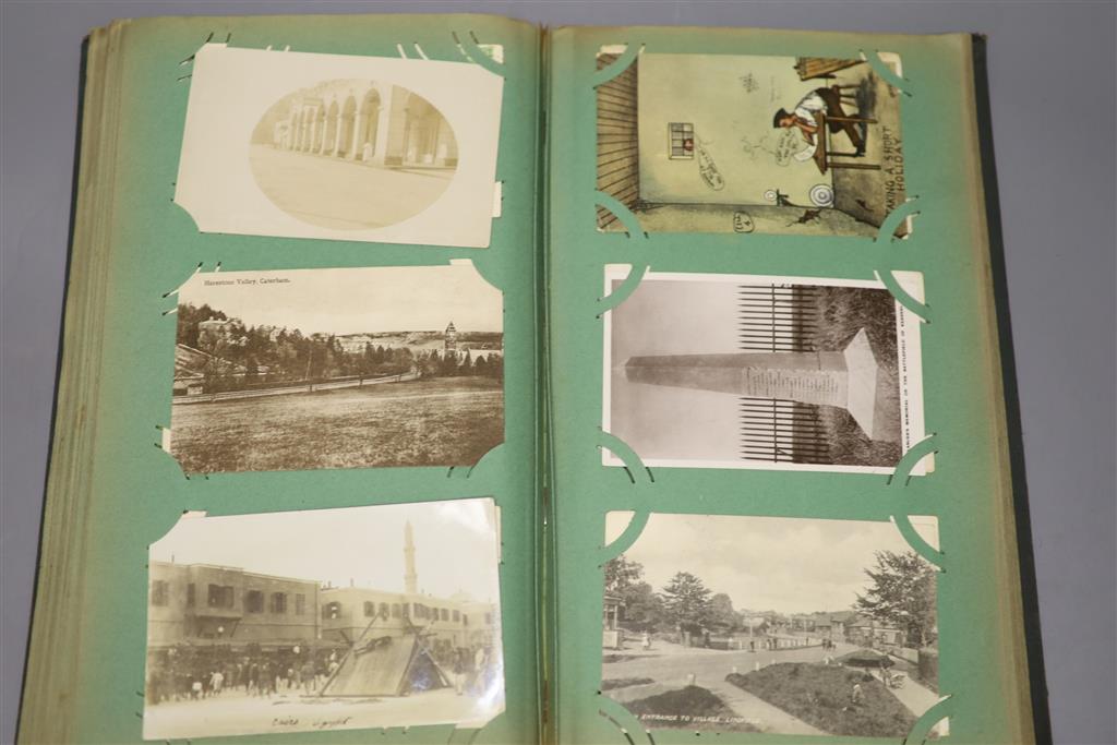 An album of Edwardian and later postcards and large quantity of loose postcards, pre and post war, including Egypt, India, Europe, Euro